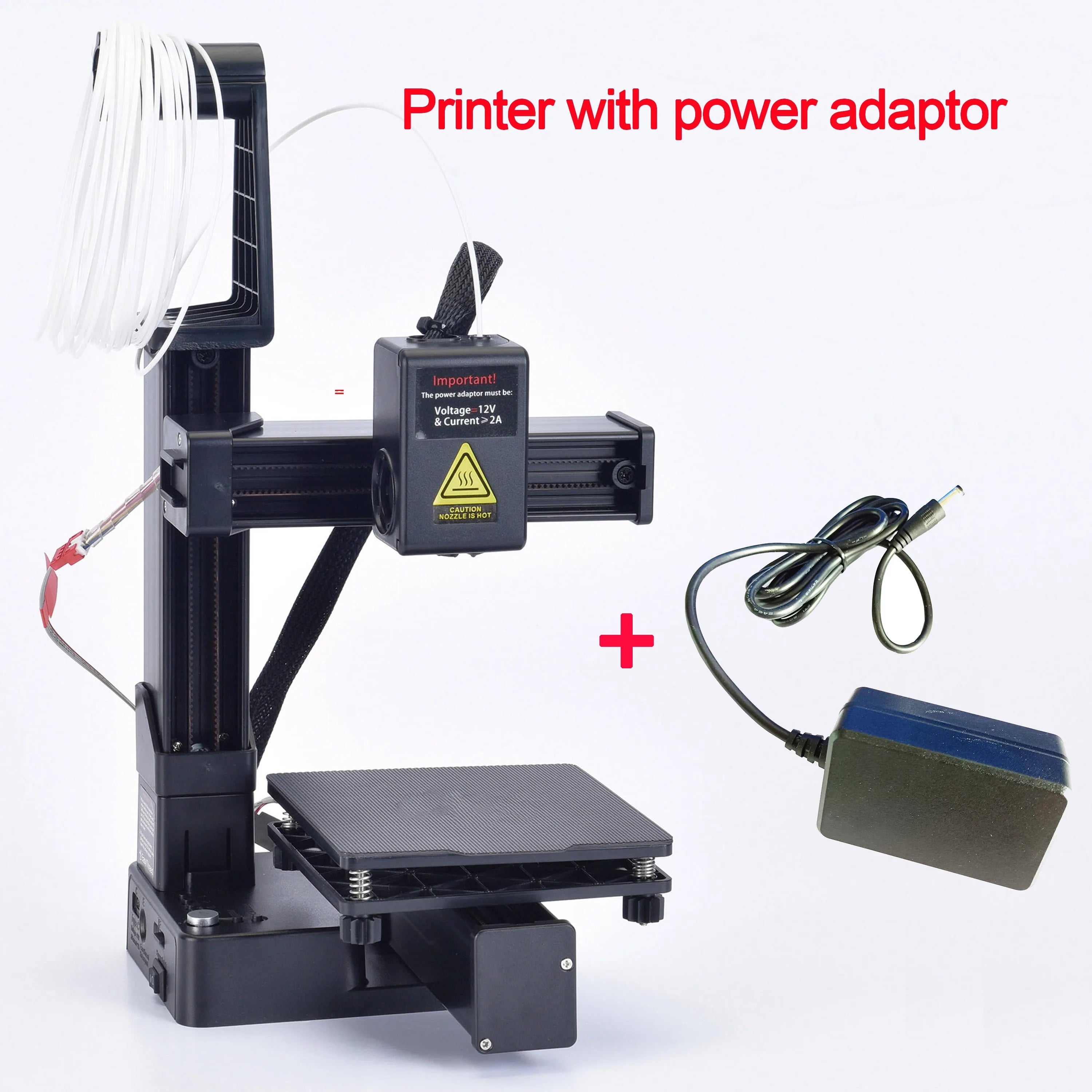 Entry-Level 3D Printer – PLA & TPU 1.75mm Filament Compatible, 100×100×100 mm (3.94×3.94×3.94 in) Build, Includes 12V Power Adapter