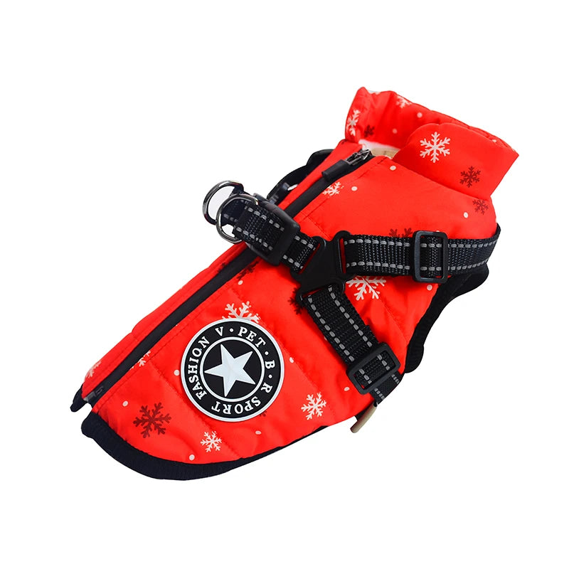 Waterproof Winter Dog Jacket with Built-In Harness, Fleece-Lined & Reflective – Warm Coat for Small to Large Breeds