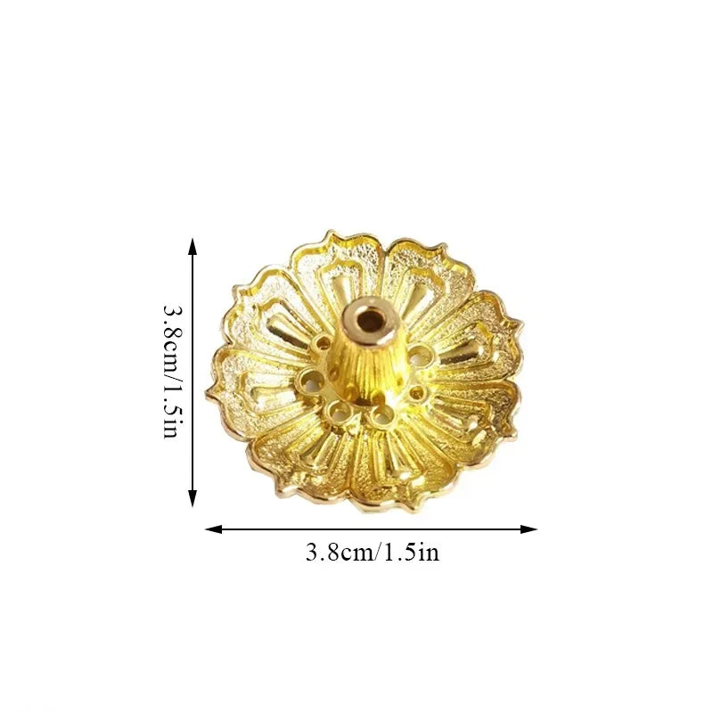 Lotus Alloy Incense Holder Small 1-Pack - Incense Burner for Sticks, Cones & Coils, Home Meditation Decor