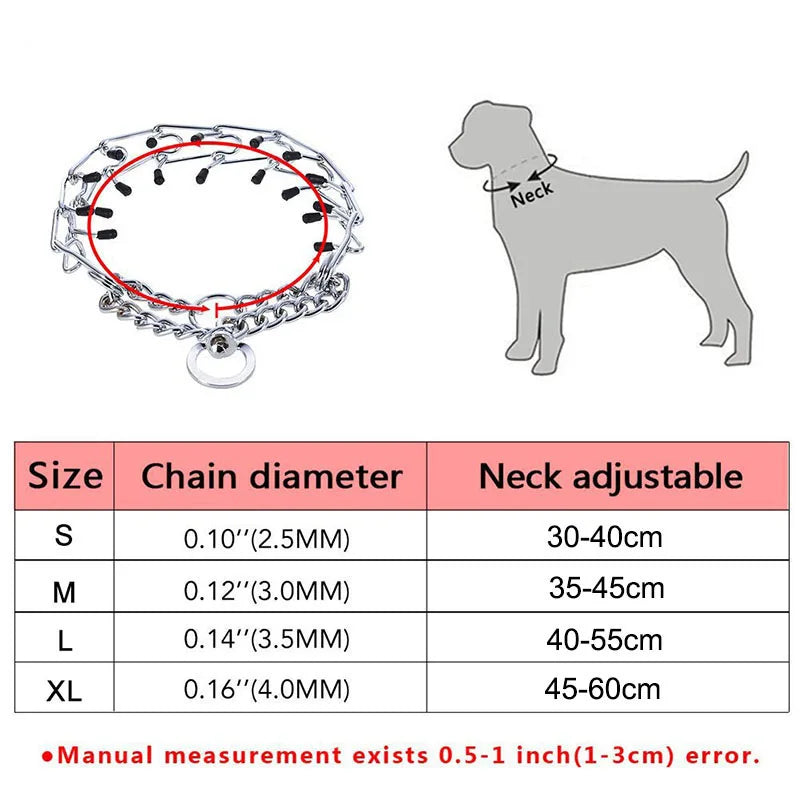Stainless Steel Pinch Dog Training Collar with Padded Links for Dogs