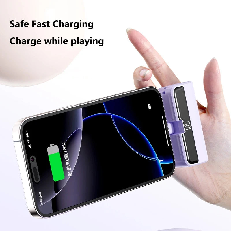 50000mAh Capsule Power Bank – Portable High-Capacity Fast Charger with Built-In Cables & Digital Display for iPhone Samsung Android