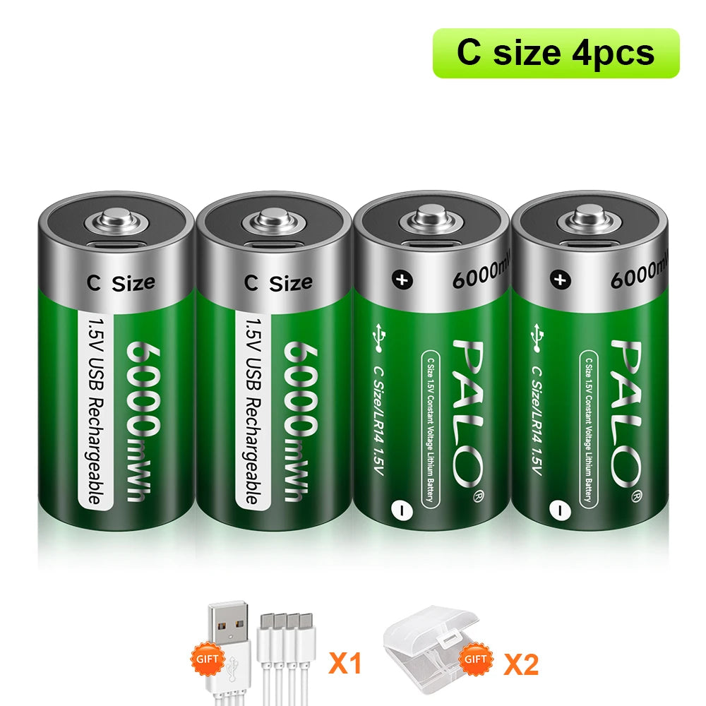 USB-C Rechargeable C-Size Li-Ion Battery 2500mAh (LR14)