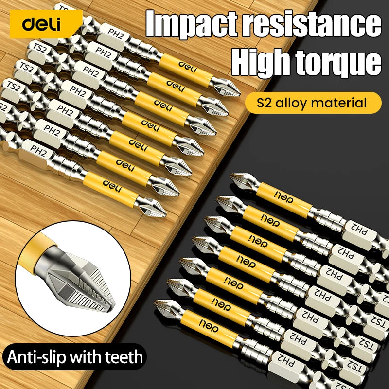 Magnetic Drill Bit Set – Chrome-Vanadium Non-Slip Cross & Hex Bits, Multiple Lengths up to 150 mm (5.9 in) for Electric Drills