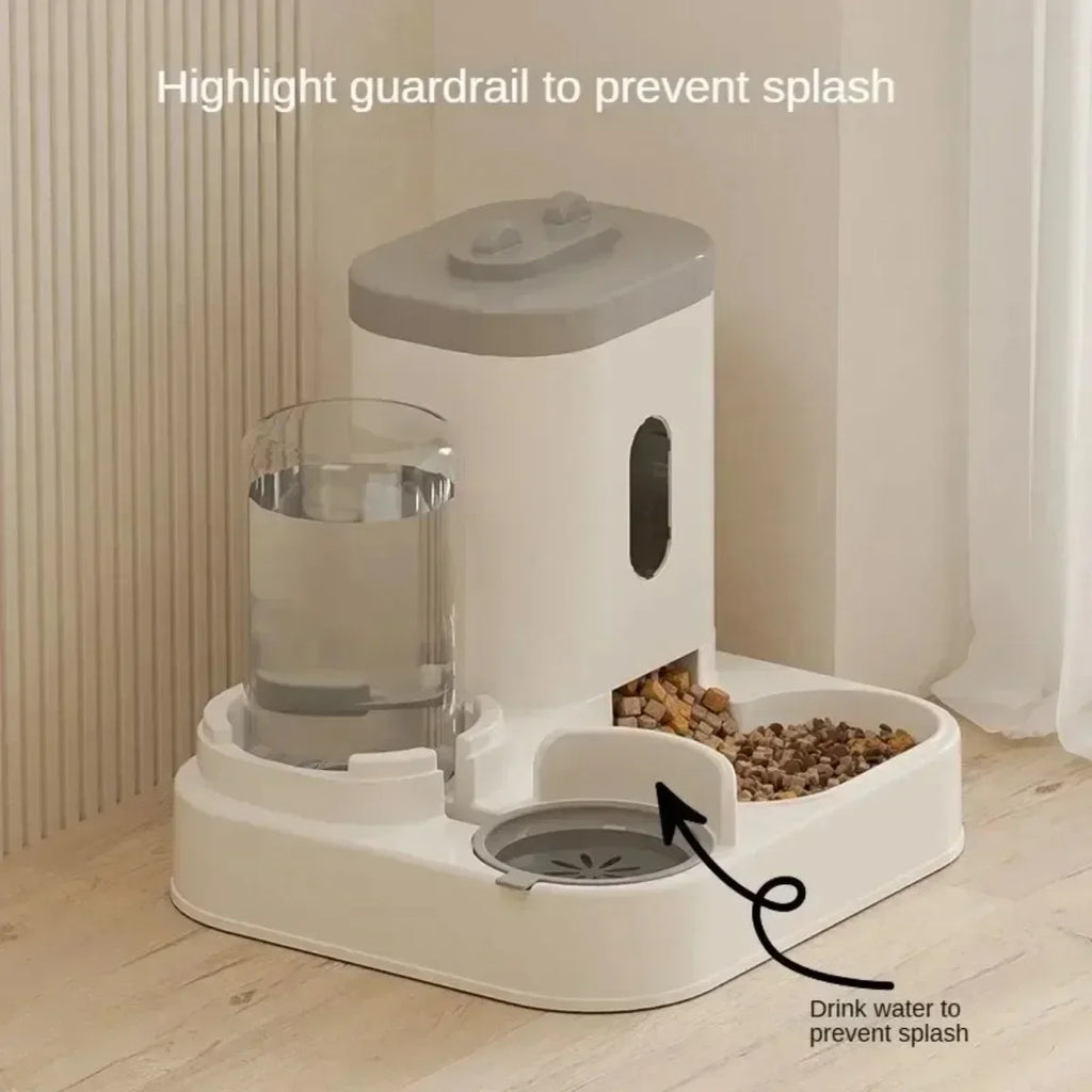 Automatic Non-Electric Pet Feeder with Water Fountain, Gravity-Fed Large-Capacity Dog & Cat Food Dispenser
