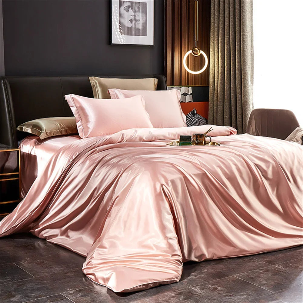 Luxury Silk-Feel Satin Bedding Set - Duvet Cover, Bed Sheet & Pillowcases - Twin/Full/Queen/King (3-5 Pc)