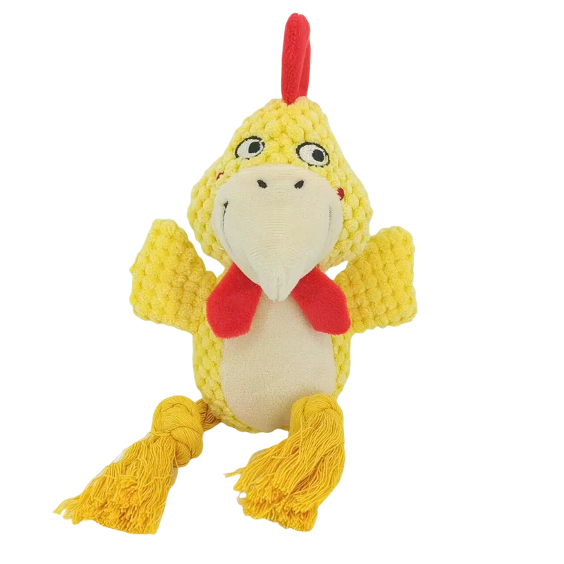 Indestructible Plush Squeaky Dog Chew Toy - Bite-Resistant Puppy Rattle for Small & Medium Dogs (7.5 x 3 in / 19 x 8 cm) - Assorted Animal Designs