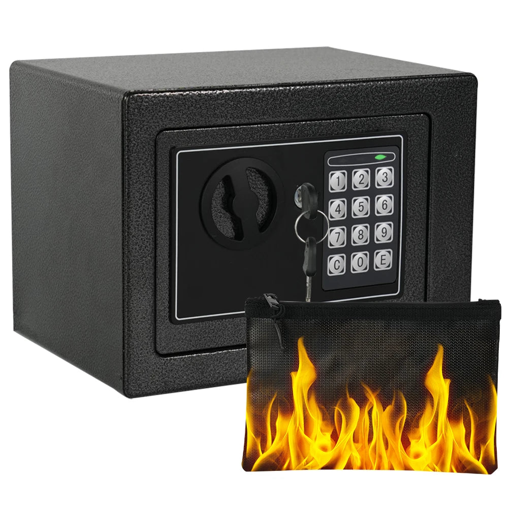 Fireproof Home Safe with Digital Keypad, Sensor Light & Adjustable Shelf — Security Safe with Fireproof Money Bag