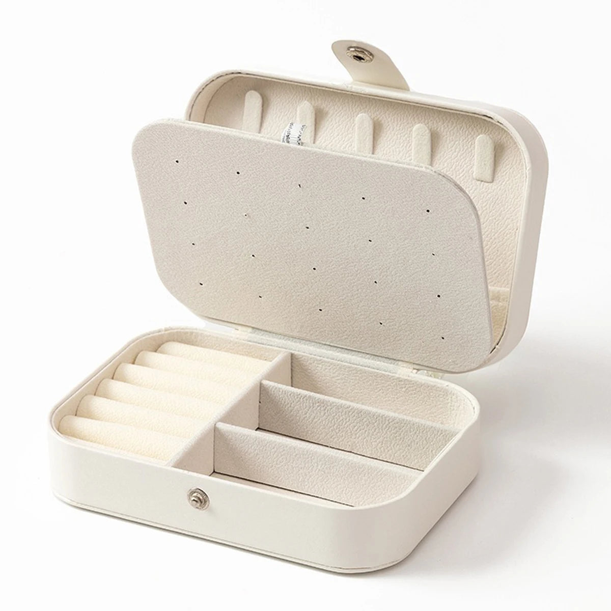 Portable Mini PU Leather Jewelry Box - Velvet-Lined Multi-Compartment Travel Organizer for Rings, Earrings & Necklaces