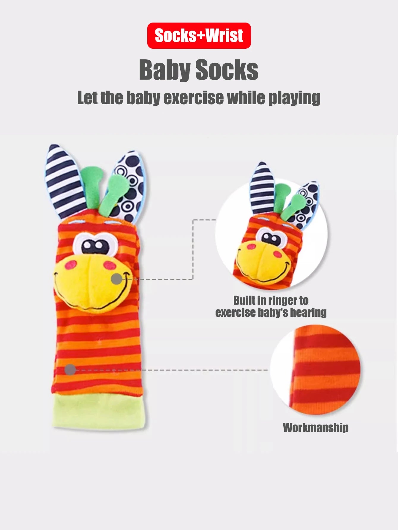 4-Pack Baby Wrist Rattle Socks for Newborns 0-12 Months Unisex Infant Sensory Educational Toys