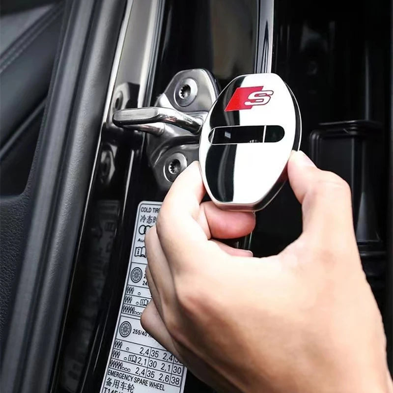 4-Pack Car Door Lock Cover Caps for S-Line A3 A4 A5 A6 A7 Q2 Q3 Q5 Q5L Q7 TT RS Series Alloy Door Lock Protectors (4pcs)