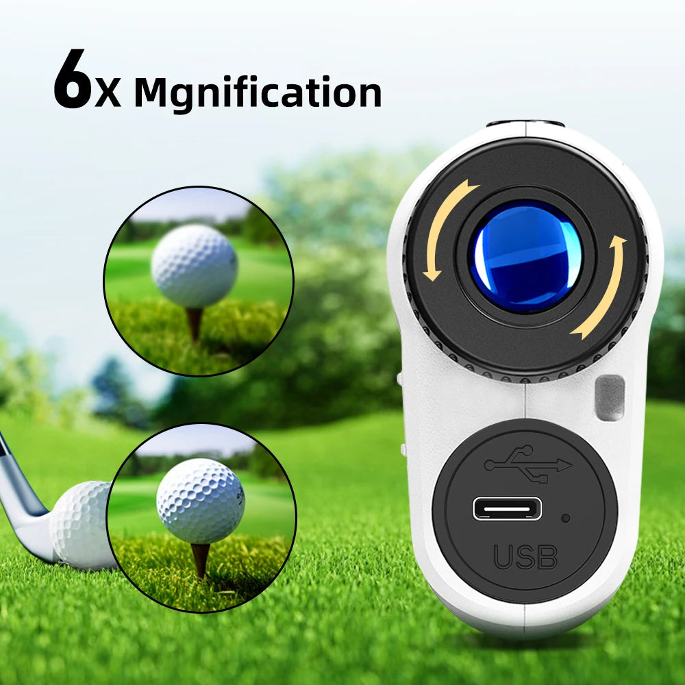 Rechargeable Golf Laser Rangefinder 6X Magnification USB-C Up to 600m/1000m Monocular for Golf
