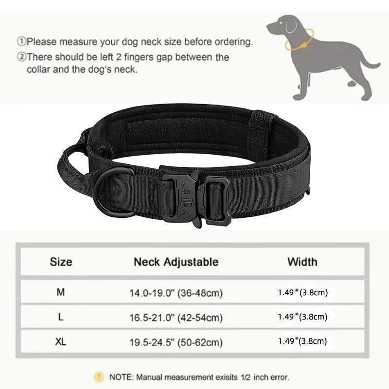 Tactical Dog Collar with Quick-Release — Adjustable Nylon Training Collar for Medium to Large Dogs, M/L/XL (14–25 in / 36–63 cm)