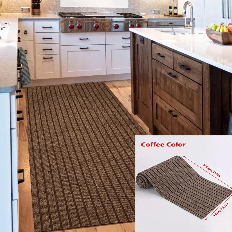 DIY Self-Adhesive Non-Slip Striped Floor Mat Roll 40 cm x 3 m (15.7 in x 9.8 ft) Kitchen Door Mat Runner Hallway Rug