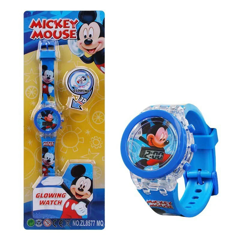 Kids LED Light-Up Digital Watch – 36mm Case, Cartoon Characters, 3BAR Water Resistant, Soft Rubber Strap