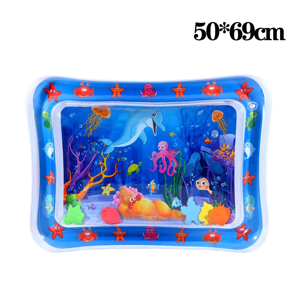 Inflatable Water Sensory Play Mat for Cats & Dogs, Thick PVC Pet Playmat with Fish Ocean Theme
