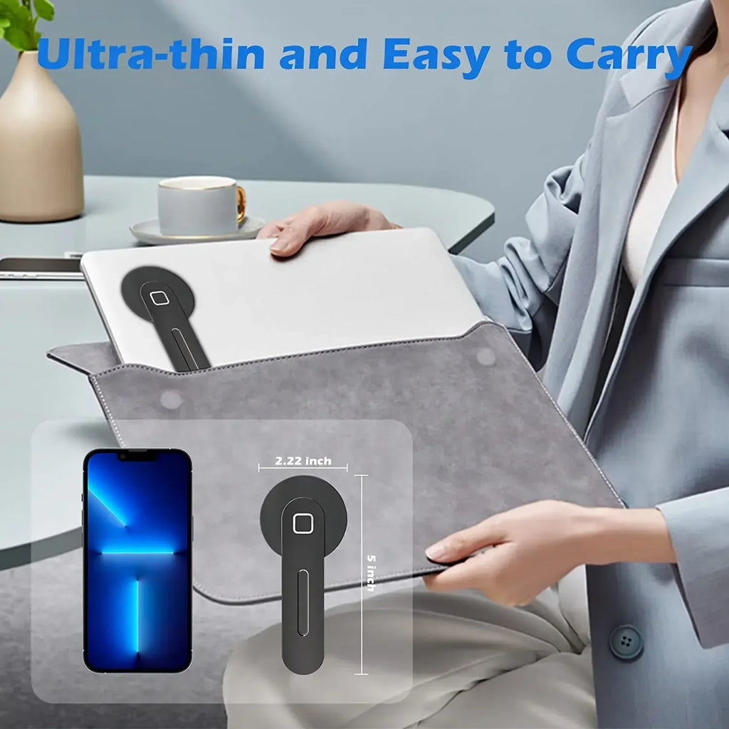 Magnetic Slim Foldable Laptop & Monitor Phone Holder - Side Mount Phone Stand for Most Smartphones