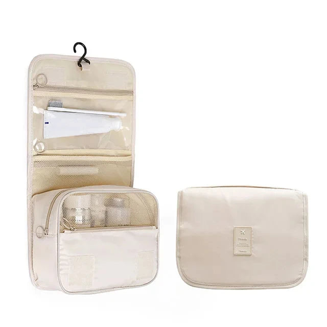 Waterproof Travel Makeup Bag with Hanging Hook – Toiletry & Cosmetic Organizer for Women