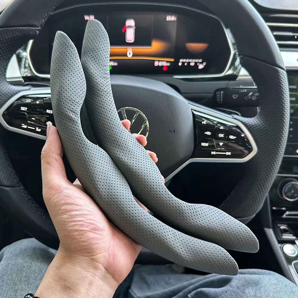 2-Pack Carbon Fiber Silicone Steering Wheel Covers 38 cm (15 in) Anti-Slip Universal Car Interior
