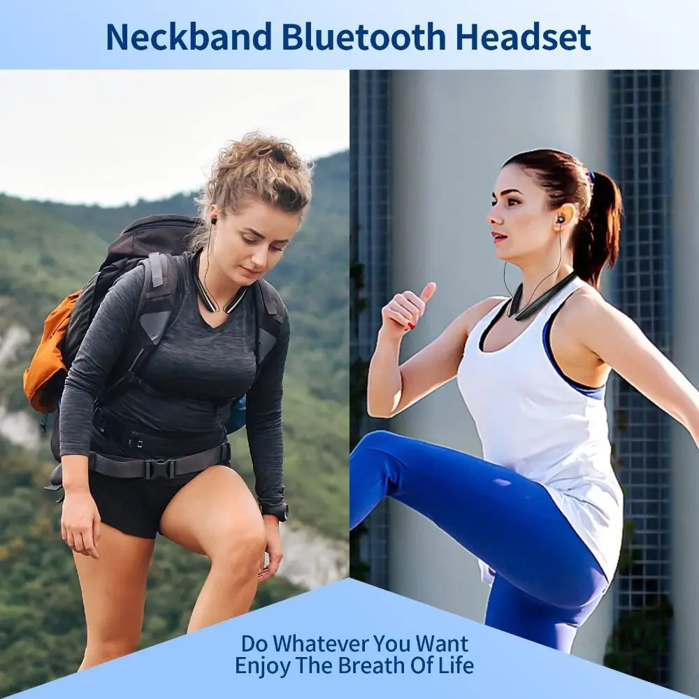 Noise Cancelling Neckband Earphones Bluetooth 5.0 - Wireless In-Ear Headset with Active ANC & In-Line Controls