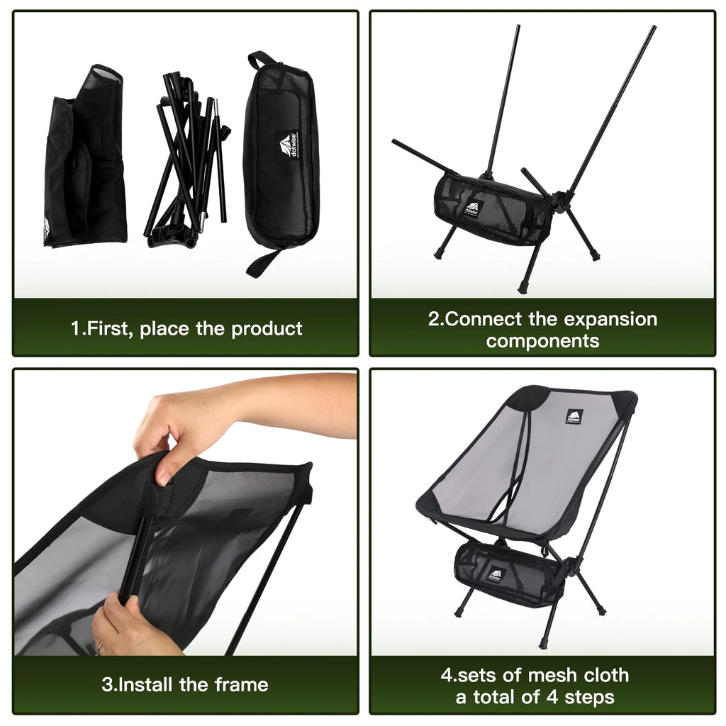 Breathable Mesh Moon Chair – Lightweight 7075 Aluminum Foldable Camping & Fishing Chair with Carry Bag