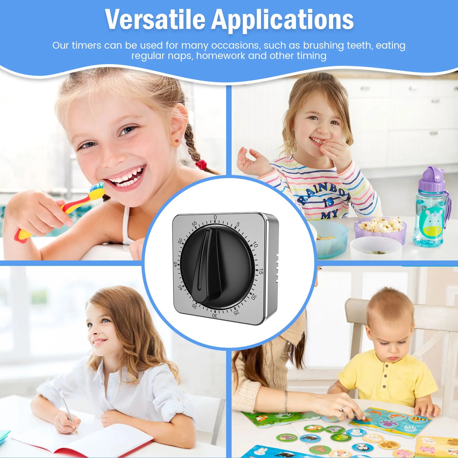 60-Minute Magnetic Kitchen Timer – Mechanical Manual Countdown Alarm for Cooking, Baking, Study & Fitness