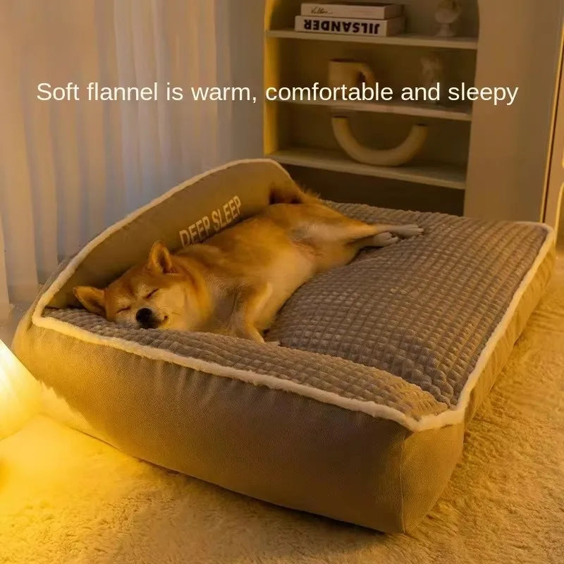 Plush Non-Slip Pet Bed - Winter Warm Removable Washable Dog & Cat Kennel Cushion
