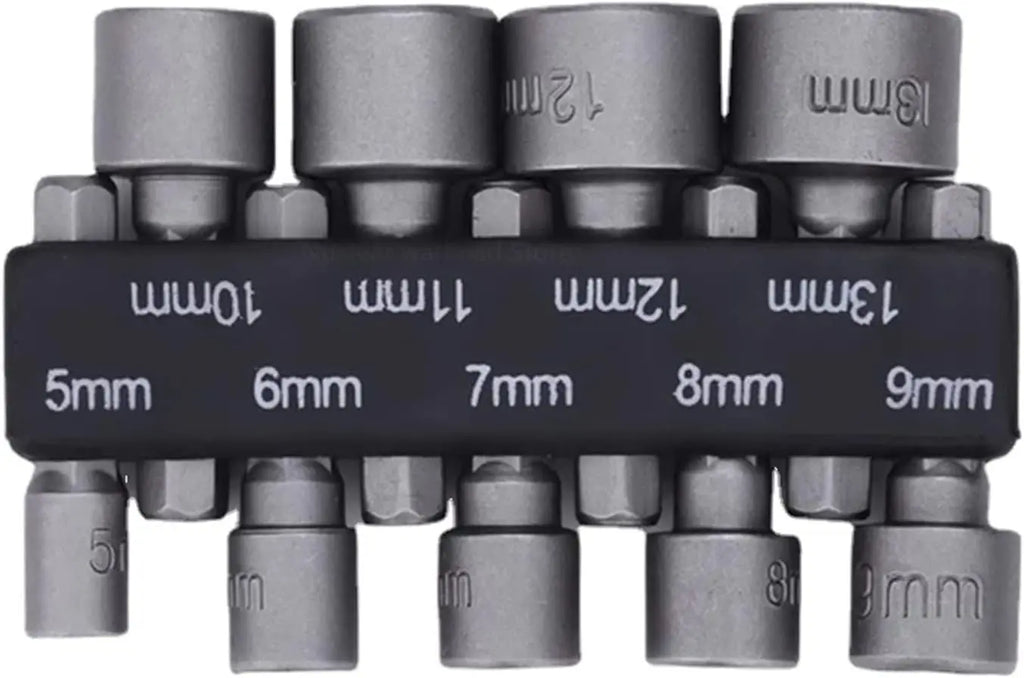 9-Piece Hex Socket Nut Driver Bit Set 5mm-13mm (0.20-0.51 in) - Screwdriver Socket Wrench Kit for DIY & Automotive