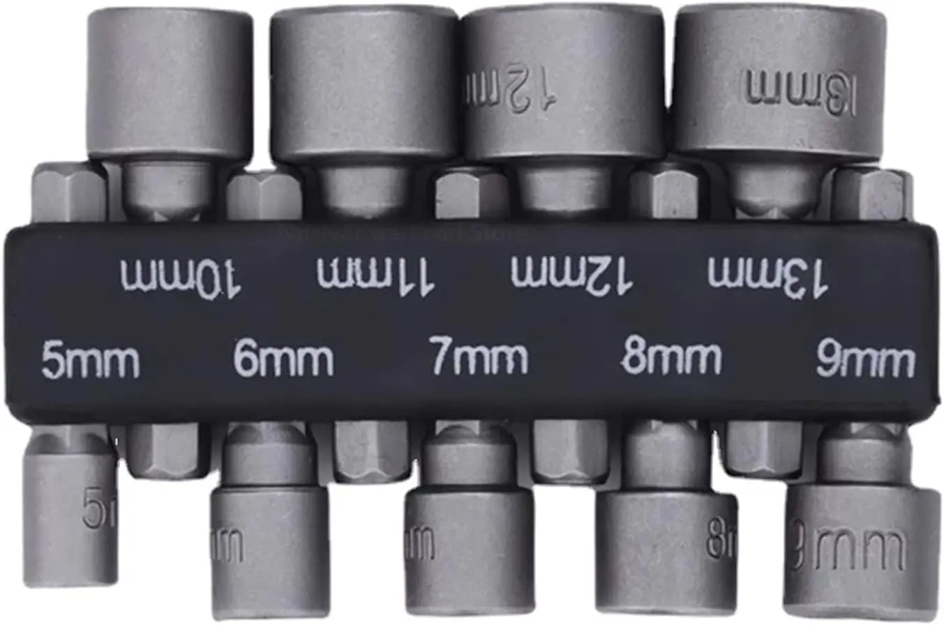 9-Piece Hex Socket Nut Driver Bit Set 5mm-13mm (0.20-0.51 in) - Screwdriver Socket Wrench Kit for DIY & Automotive