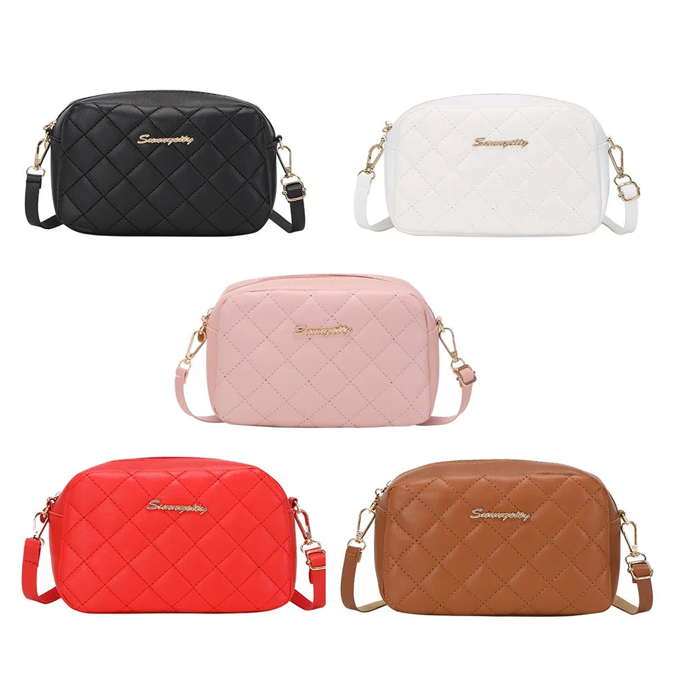 Tassel Small Messenger Crossbody Bag for Women – Lingge Embroidery Camera Shoulder Bag with Chain Strap (4.7 x 7.8 in / 12 x 20 cm)