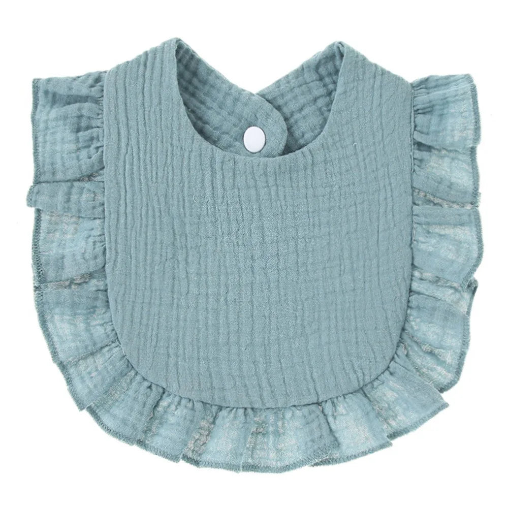 Ruffle Edge Cotton Gauze Baby Bib & Burp Cloth - Lace Saliva Bib for Infants 1-3 Years