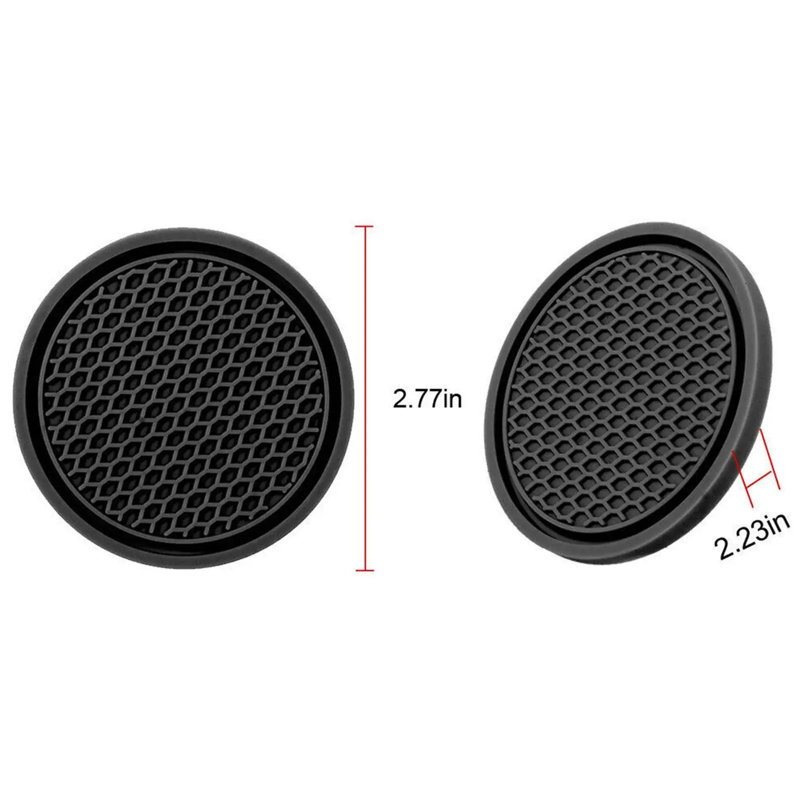 2-Pack Rhinestone Non-Slip Car Cup Holder Coasters – Diamond Silicone Cup Mat (2.77 in / 7 cm)