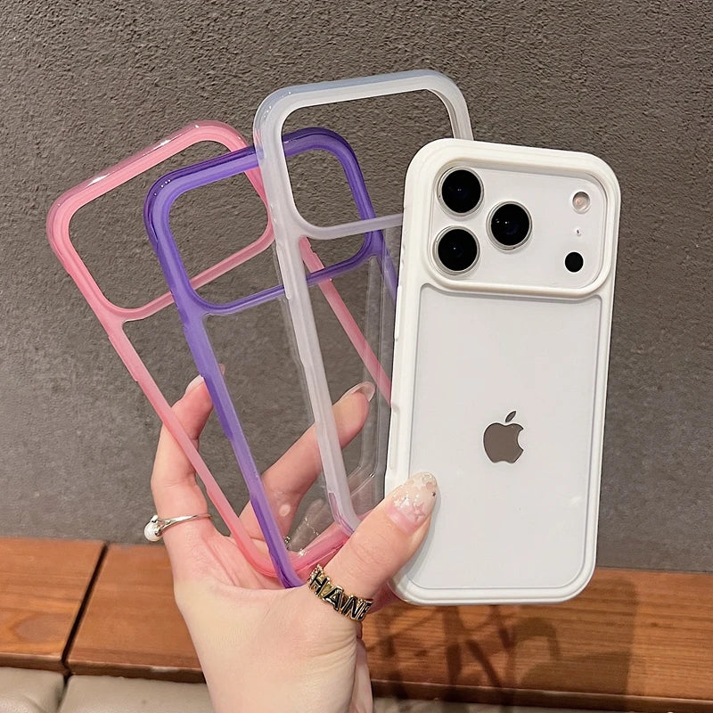 Transparent Acrylic Shockproof Bumper Case for iPhone 13/14/15/16/17/18 Pro Max - Clear Back Cover