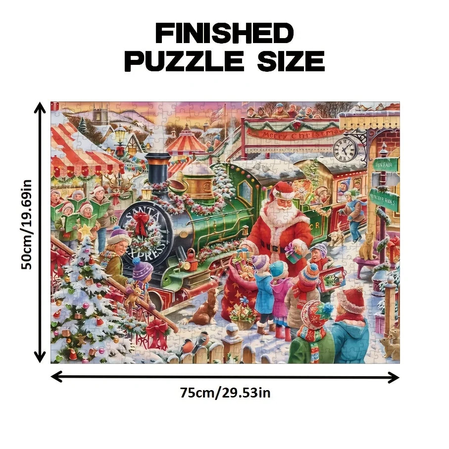 1000-Piece Christmas Advent Calendar Jigsaw Puzzle - Festive Train & Snowy Village Scene, 24-Day Countdown