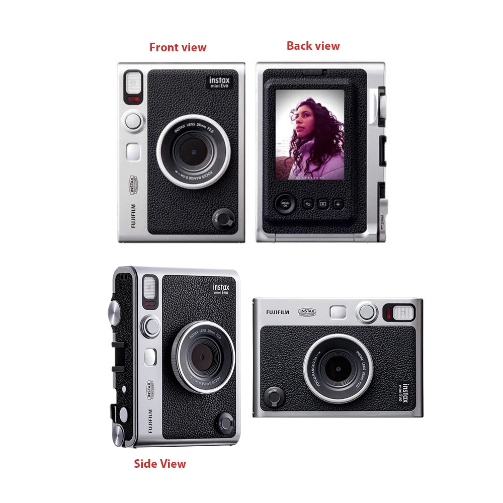 Retro Instant Film Camera Black/Brown Bare Metal – Compatible with 3-Inch (76 mm) Instant Film