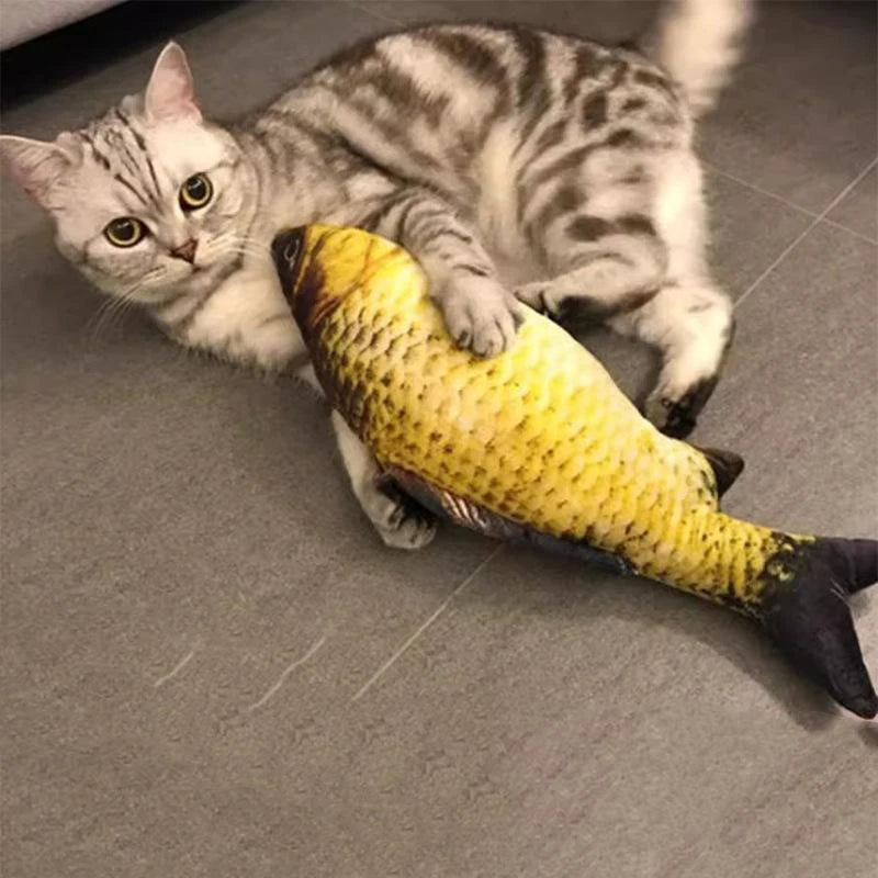 Plush Fish Cat Toy with Catnip - Durable Bite-Resistant Interactive Stuffed Toy for Cats