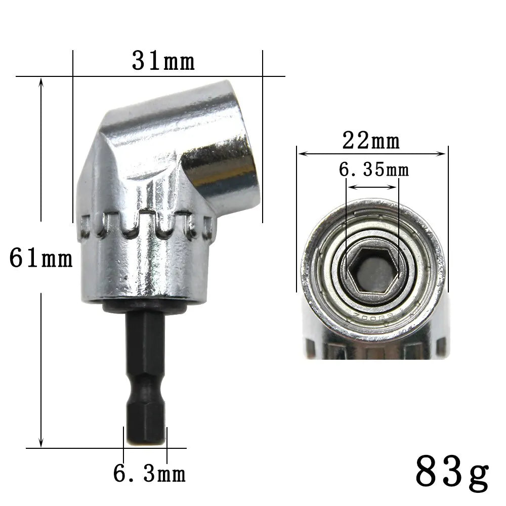 105° Right Angle Drill Adapter 61mm (2.4 in) — 1/4-inch Hex Magnetic Quick-Connect Corner Attachment