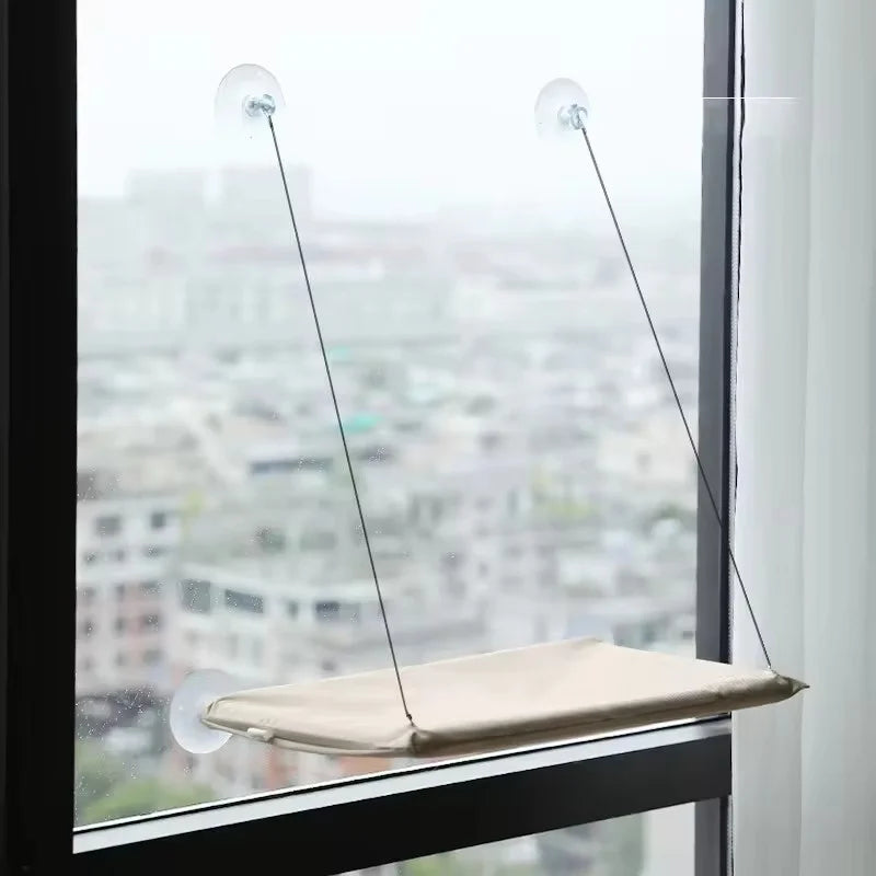 Window Cat Hammock with Suction Cups – 55 × 35 cm (21.7 × 13.8 in), Holds 20 kg (44 lb) – Space-Saving Indoor Window Perch, All-Season Cat Bed