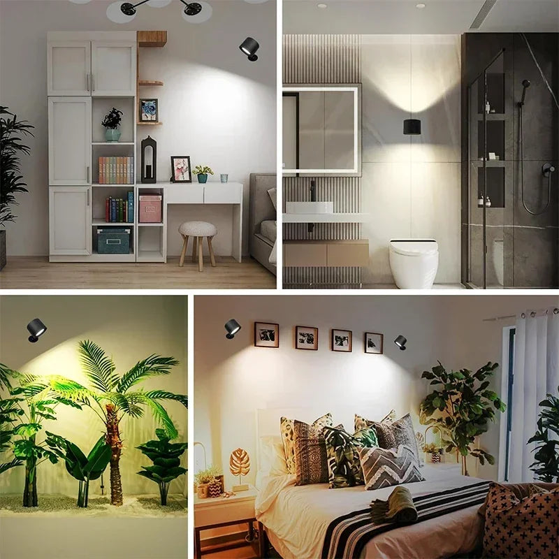 LED Double-Head Wall Lamp — Touch & Remote Control, 360° Rotatable USB Rechargeable Wireless Night & Reading Light