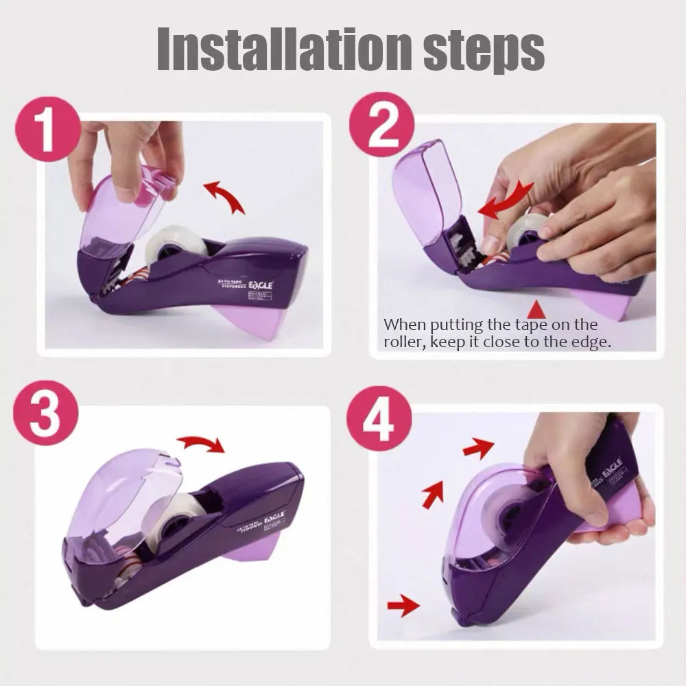 Automatic Single-Hand Tape Dispenser with 3/4 in (19 mm) Tape Roll for Gift Box Packaging