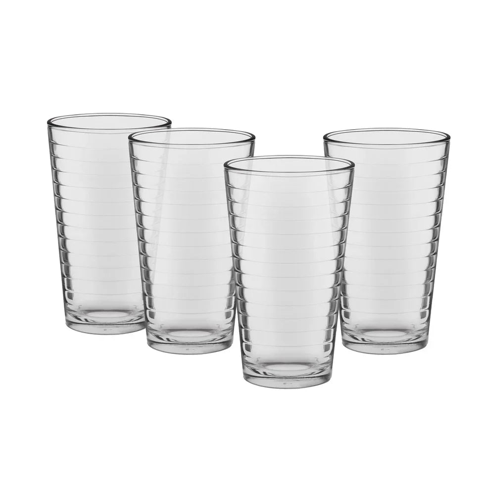 8-Piece 16.2 oz (480 ml) Highball Glasses – Stackable Clear Drinkware Set, Dishwasher Safe Square Glasses for Home Bar & Parties