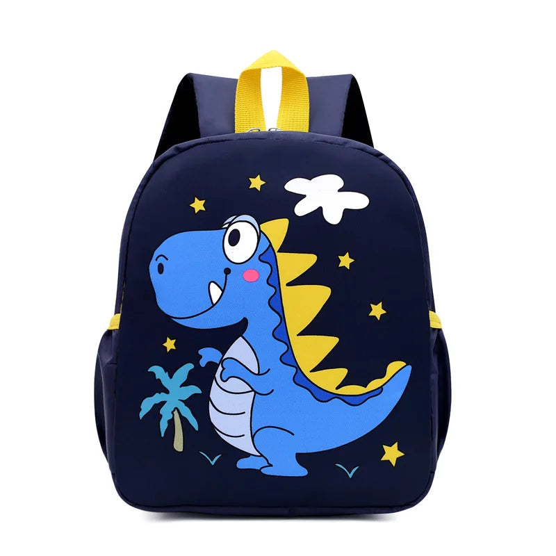 Cute Cartoon Dinosaur Kids Backpack - Adjustable Nylon Kindergarten School Bag for Boys & Girls
