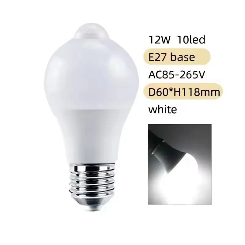 PIR Motion Sensor LED Bulb E27 12W Auto On/Off Light view 8