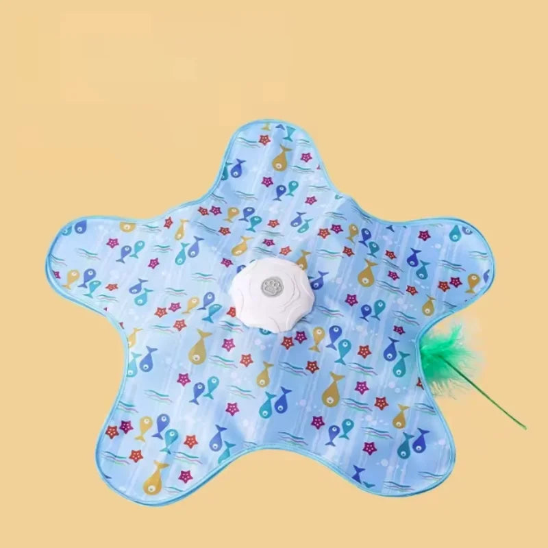 Interactive Hide-and-Seek Cat Toy - Motion-Activated Squeaky Mouse with Concealed Feathers, Waterproof Kitten Teaser
