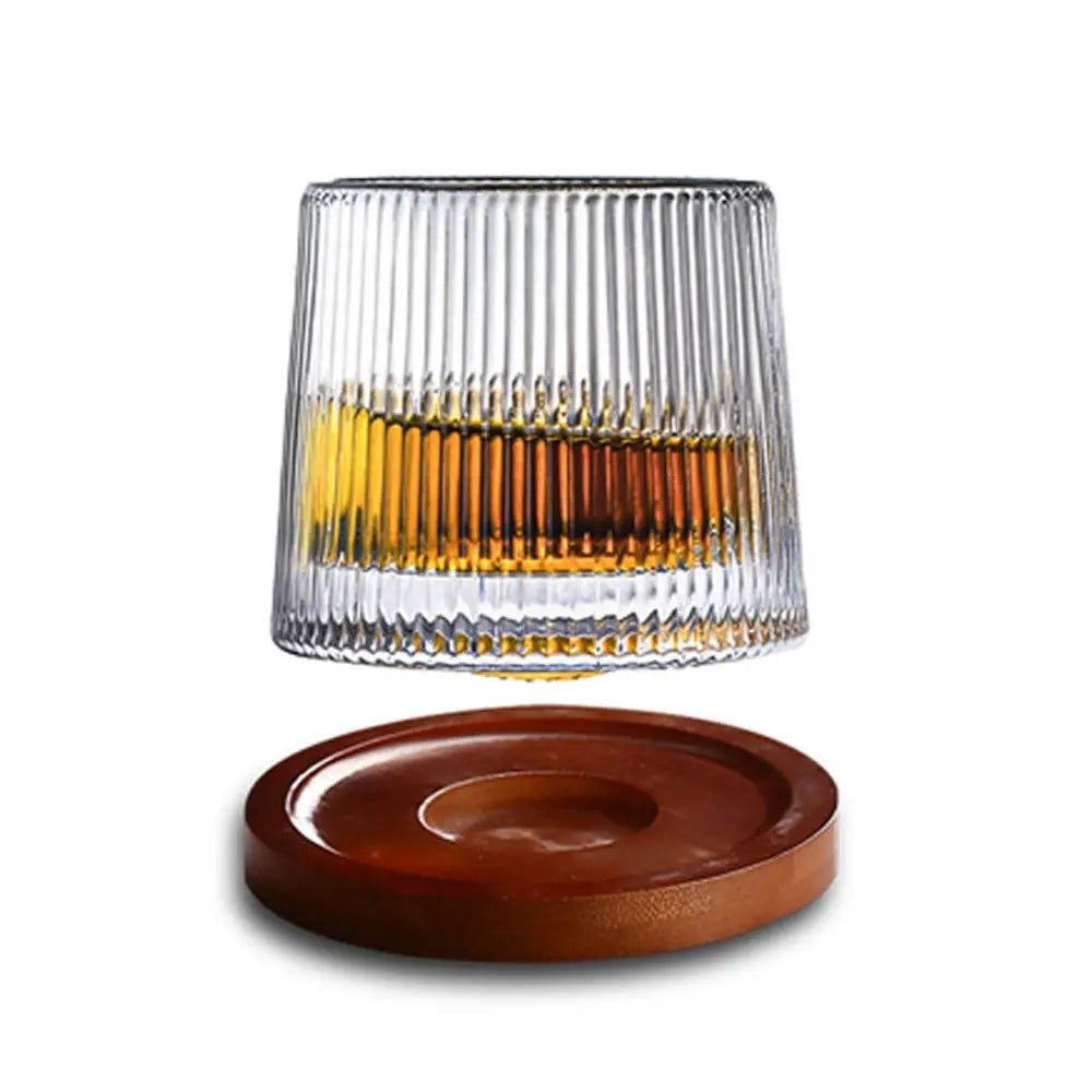 Rotating Whiskey Glass with Base – 360° Spinning Crystal Rum & Cocktail Glass, 160ml (5.4 fl oz)