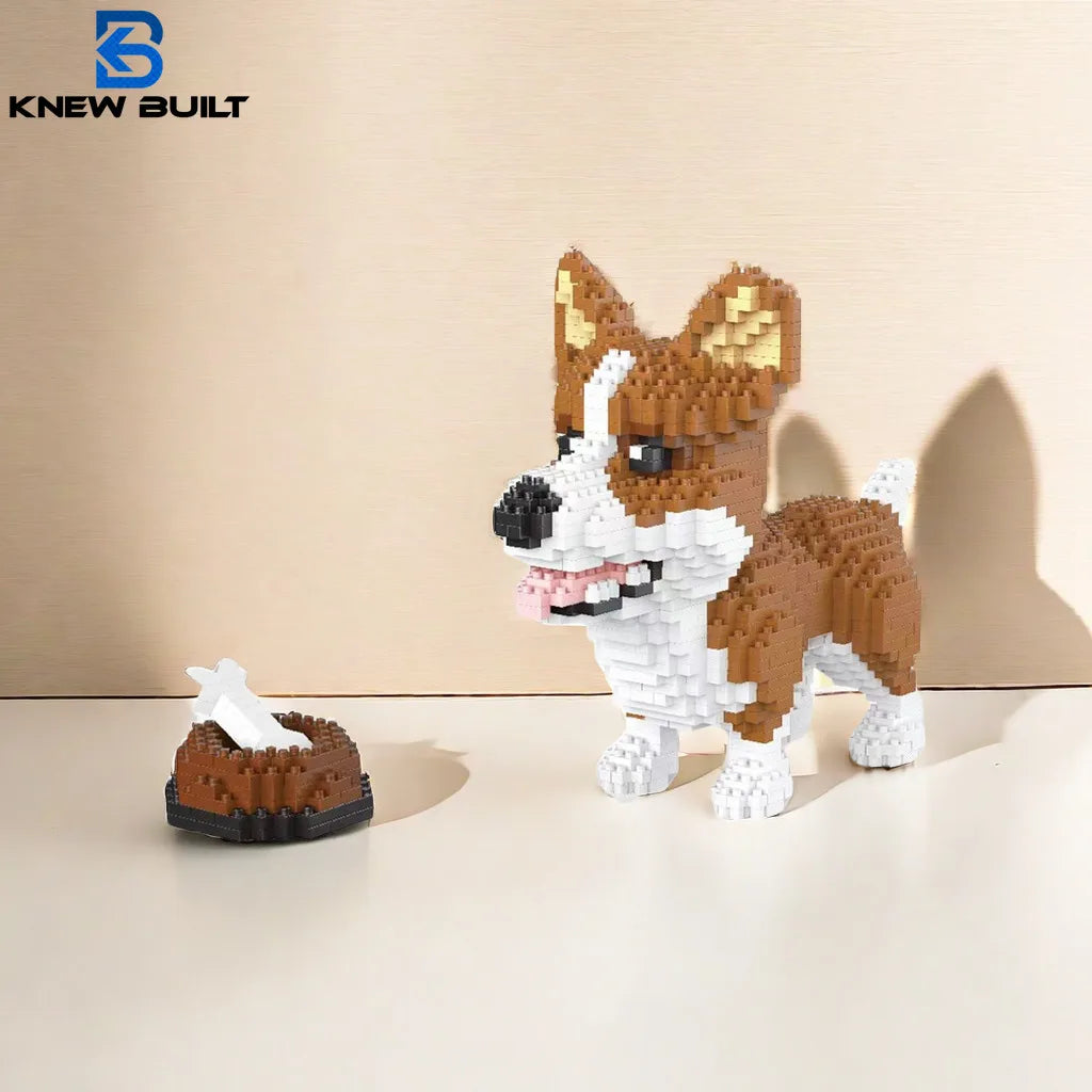 Corgi Micro Mini Building Blocks Kit — DIY Cute Corgi Dog Brick Model, ABS Display Gift
