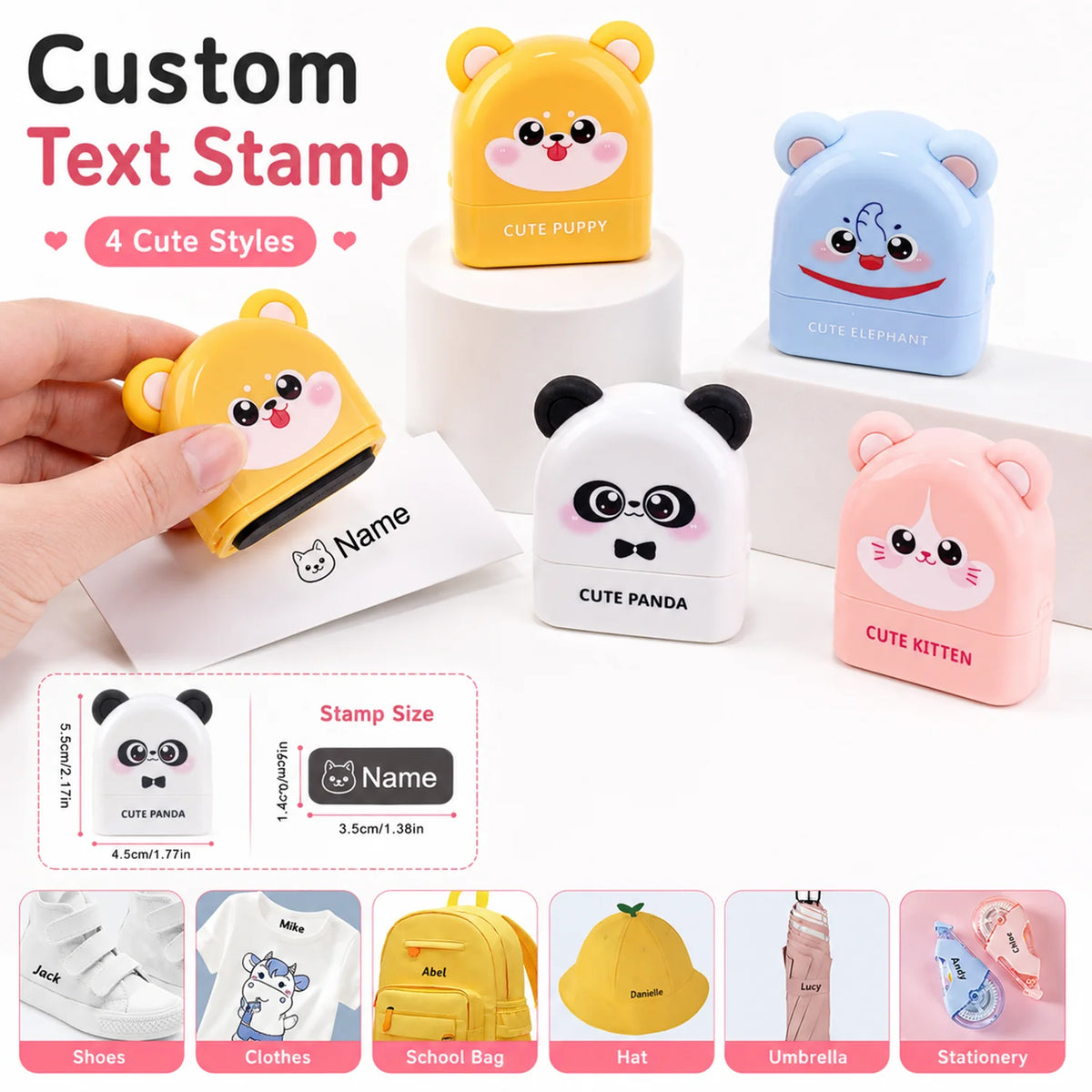 Personalized Waterproof Name Stamp for Kids – Self-Inking Clothing & School Bag Labels