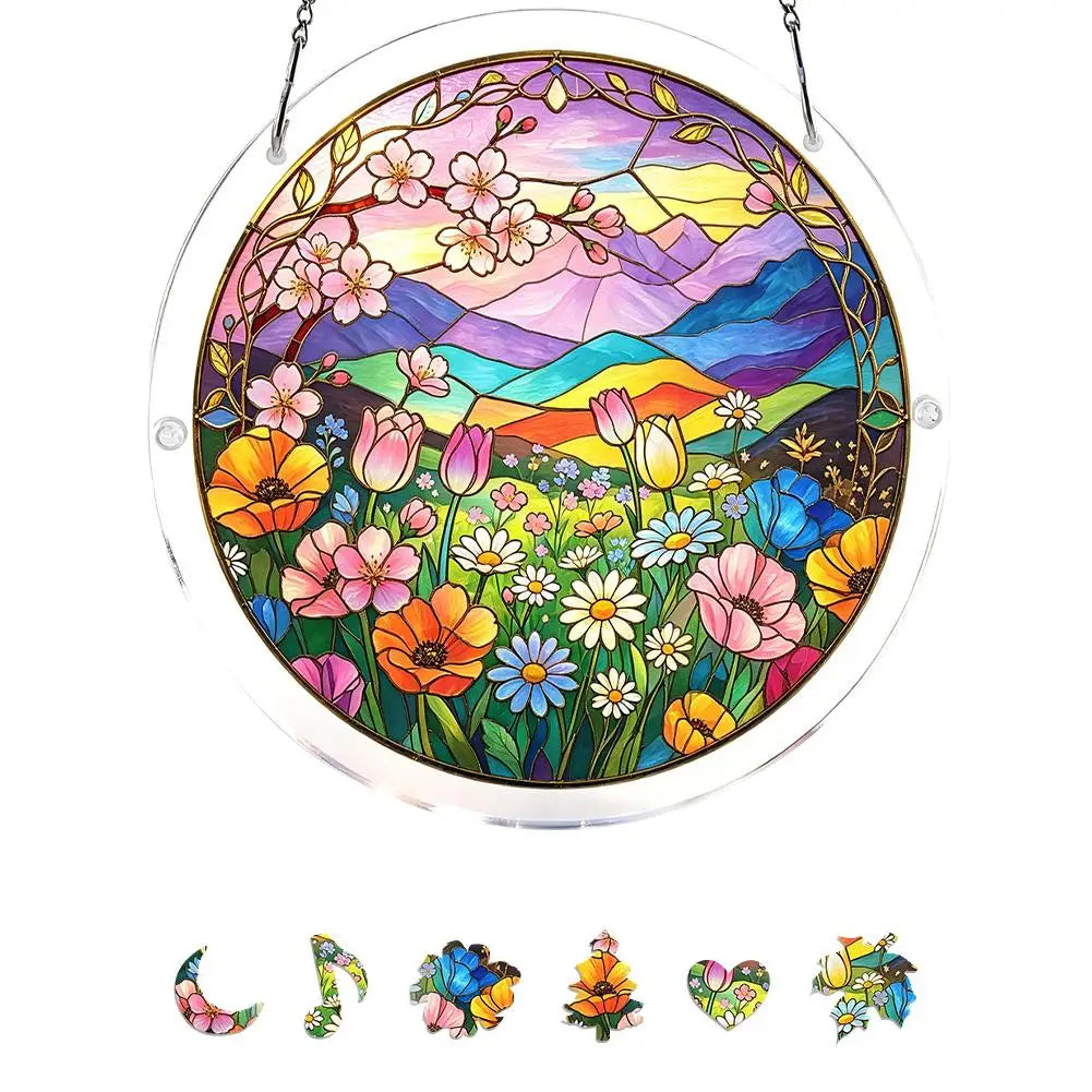 Acrylic Puzzle Suncatcher Window Hanging Stained Glass Style 7.1/7.9 in (18/20 cm) Garden & Home Decor