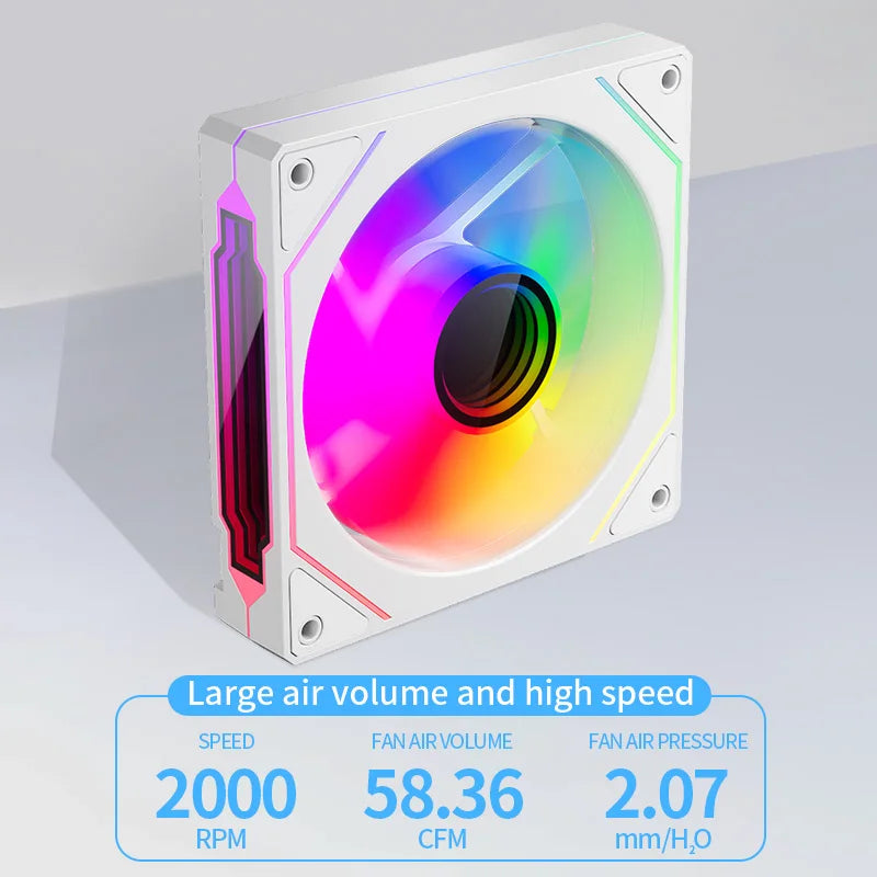 Infinite Mirror ARGB 120mm (4.72 in) PWM PC Case Fan — 5V 3-Pin ARGB & 12V 4-Pin PWM, 800–2000 RPM, Hydro Bearing