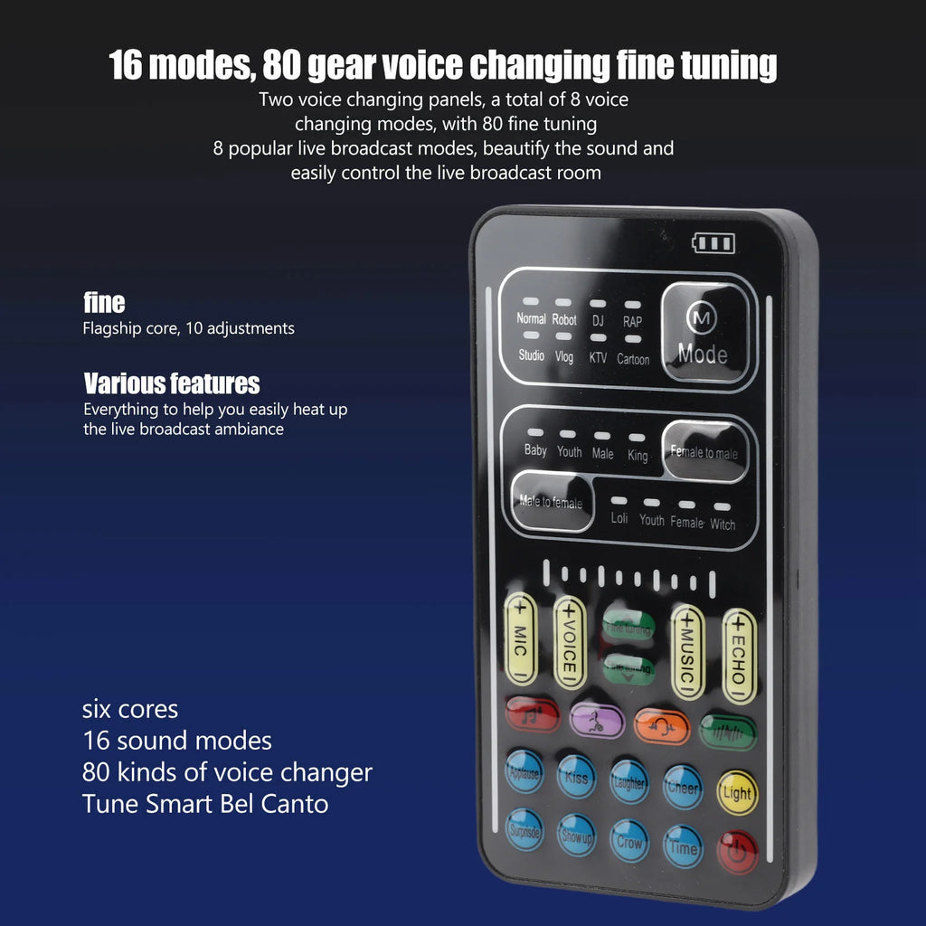 Portable Voice Changer Mini Sound Card - Multifunction Recording Set for Gaming, Streaming & PC