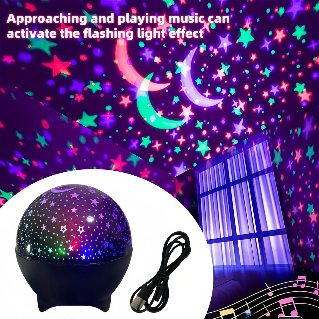 Starry Sky Projector Night Light with Moon Effect 360° Rotating LED Atmosphere Lamp for Kids Bedroom, Party & Birthday Gift